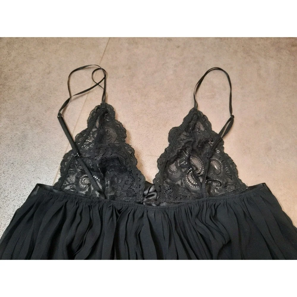 Victoria Secret Black Lace Babydoll Pj's Womens Size Small Fairy Whimsigoth - Picture 7 of 9